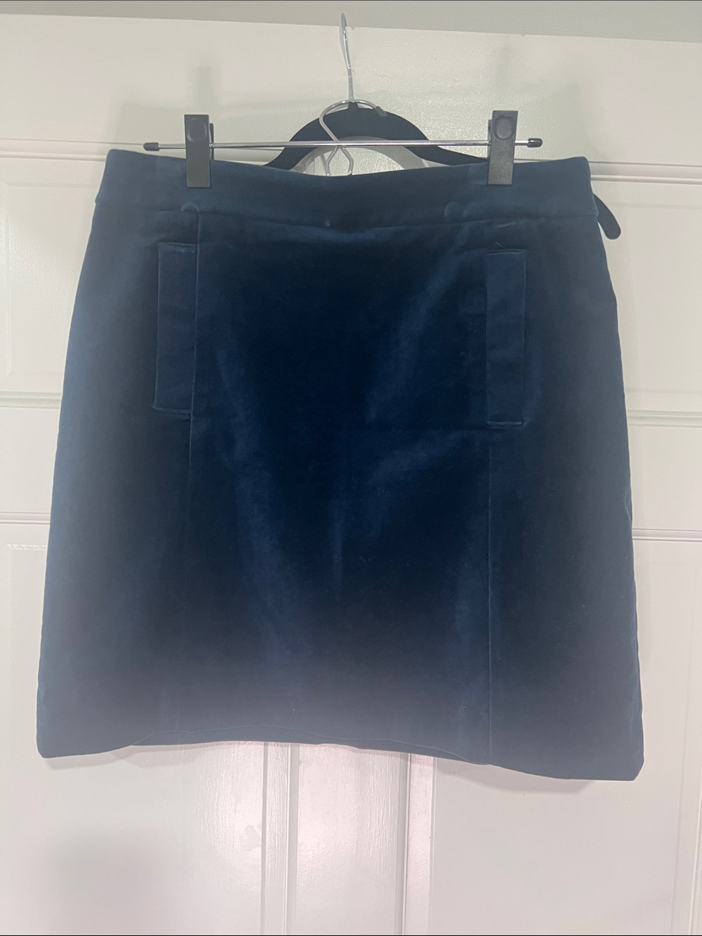 Ann Taylor Navy Velvet A-Line Mini Skirt